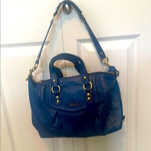 Coach Blue Leather Women's Bag with Gold Zippers and hardware. Great condition